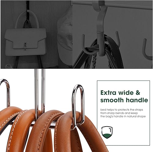 Miniatura 2 de Organizador de bolso para armario, organizador de bolsas de metal giratorio, soporte para bolsos, cinturones, bufandas, bolsos, sombreros de