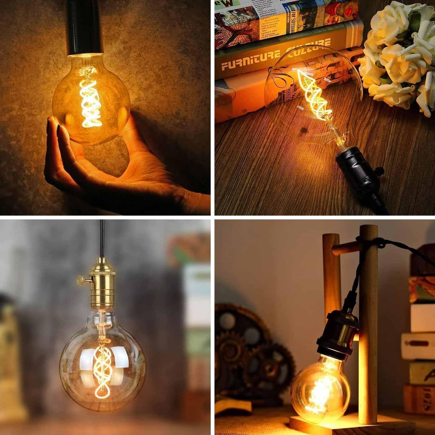Lampadina LED E27 , Lampadine E27 Vintage luce bianca calda 2700K 4W G80 equivalenti a 40W, Lampadina retrò illuminazione retrò per soggiorno/camera da letto/sala da pranzo - ambra, confezione da 6