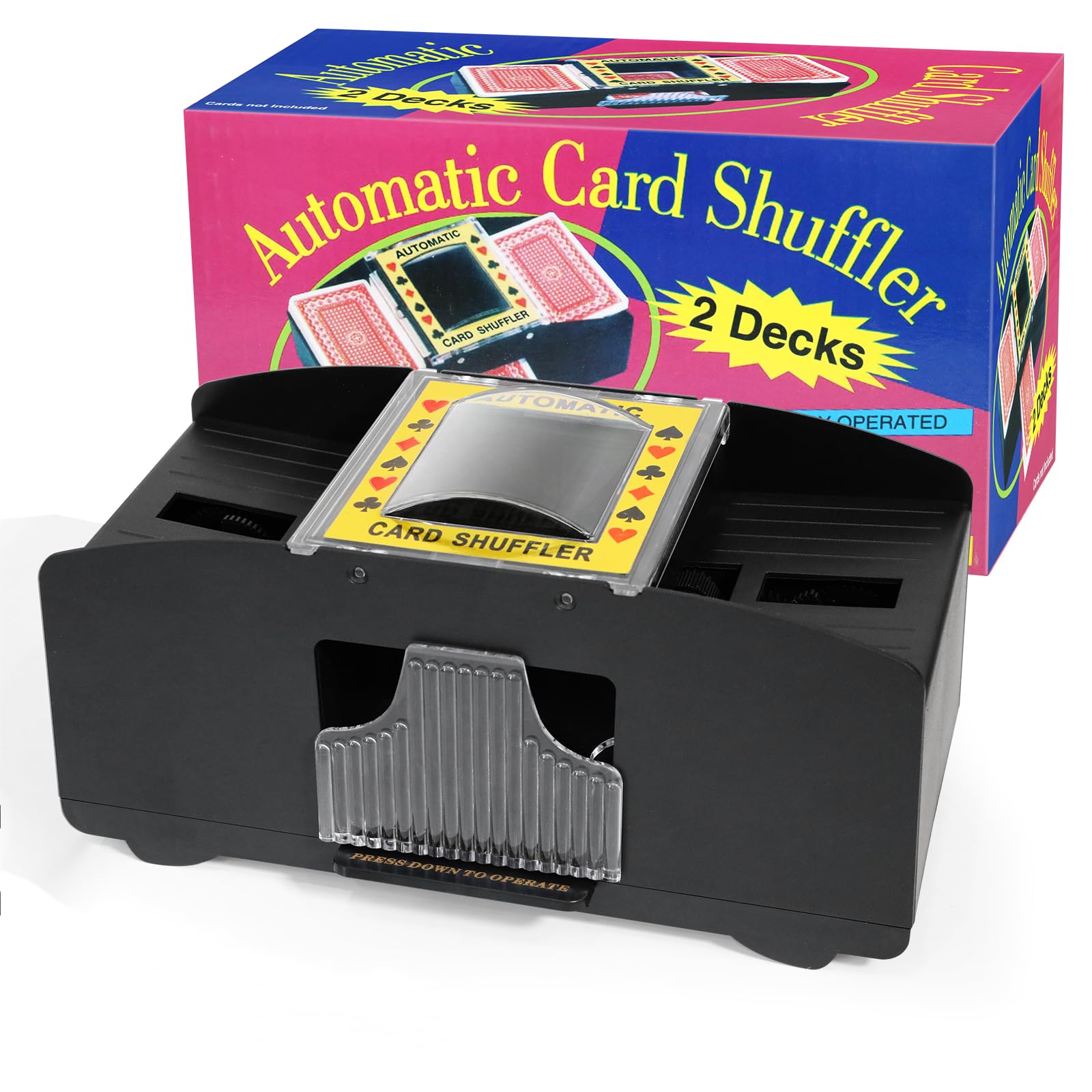 Mikser do kart elektrycznych, zasilany bateriami, automatyczny mikser kart do pokera, UNO, Skip BO Skyjo, mikser kart (wersja na baterie, 2 płyty)