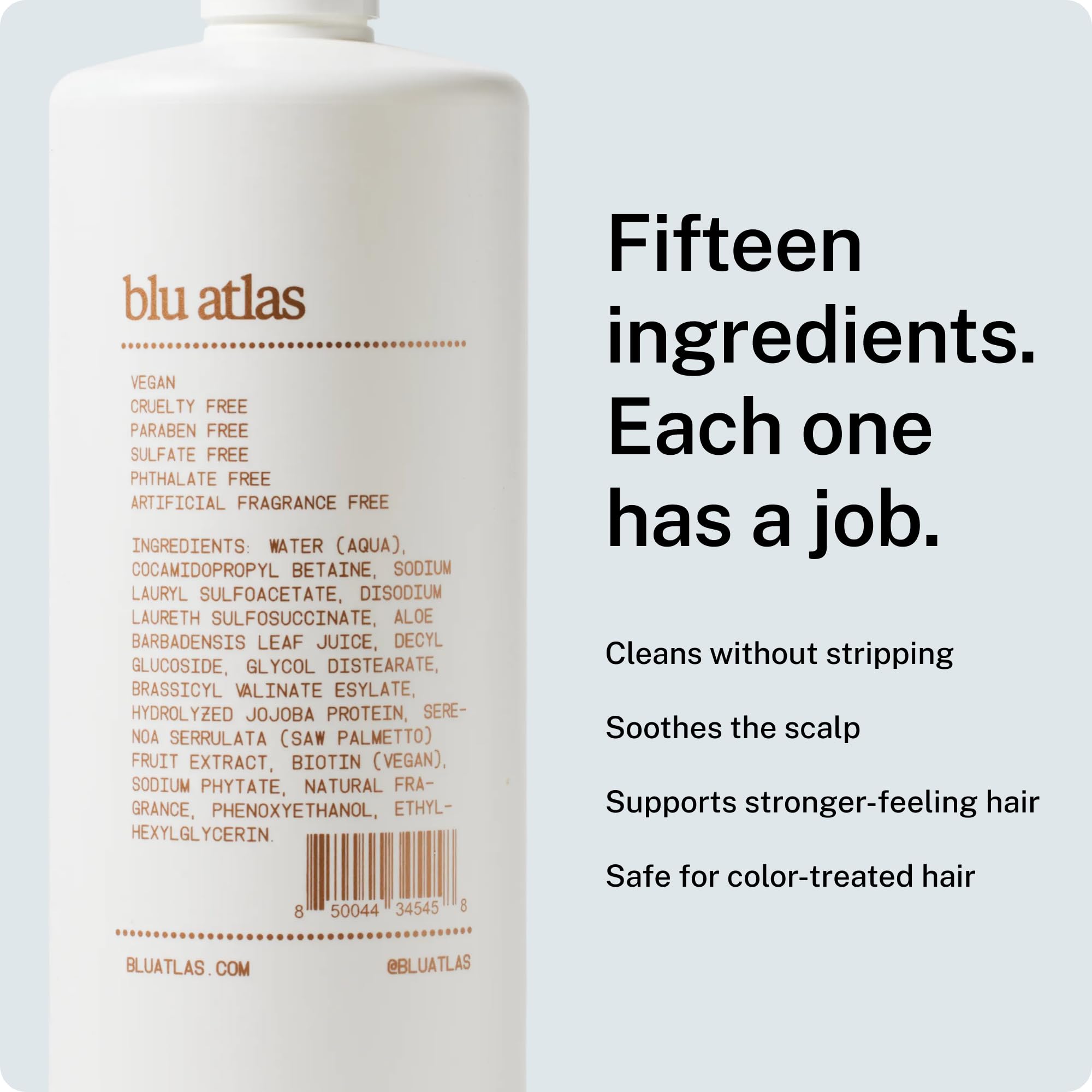Blu Atlas Shampoo naturale da uomo, per tutti i tipi di capelli, shampoo per una pulizia delicata e idratazione profonda, vegano, senza solfati e parabeni, cocco e albicocca, 227 ml