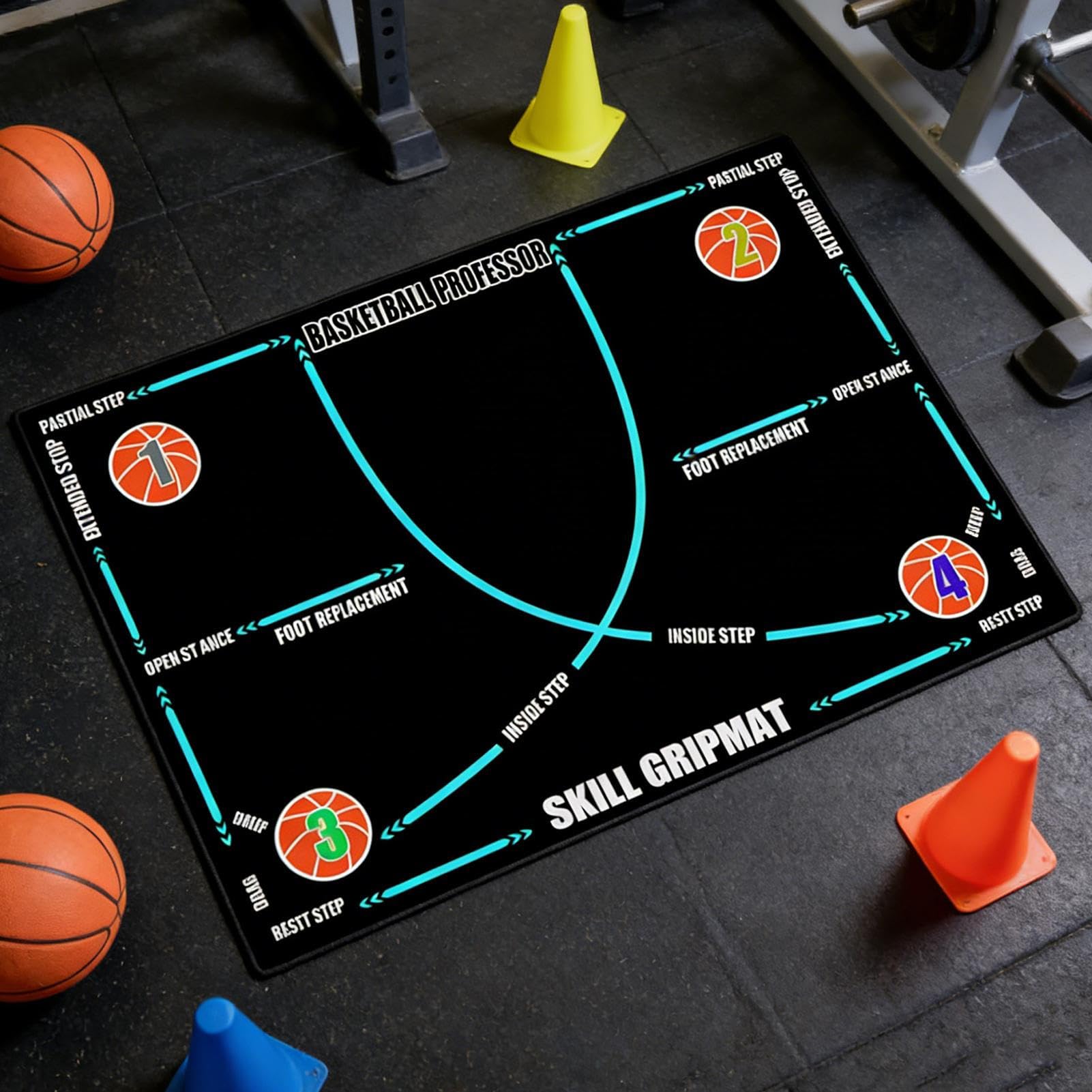 Tapete de entrenamiento de baloncesto para niños, suministros de práctica deportiva, tapete de control de pelota de baloncesto, para niños, adultos, jugadores, entrenadores, profesores de educación