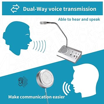 Dual-Way Window Intercom System,High Power Speaker,Microphone Speaker for Teller Window, Two Way Interphone for Bank,Hospital,Business,Office.