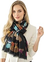 The Accessory Co. Cat Print Womens Scarf – Lightweight Cotton Shawl Wrap, Fun Cat Design, Ideal for Spring, Summer, Autumn & Winter – Perfect for Birthdays, Mother’s Day & More