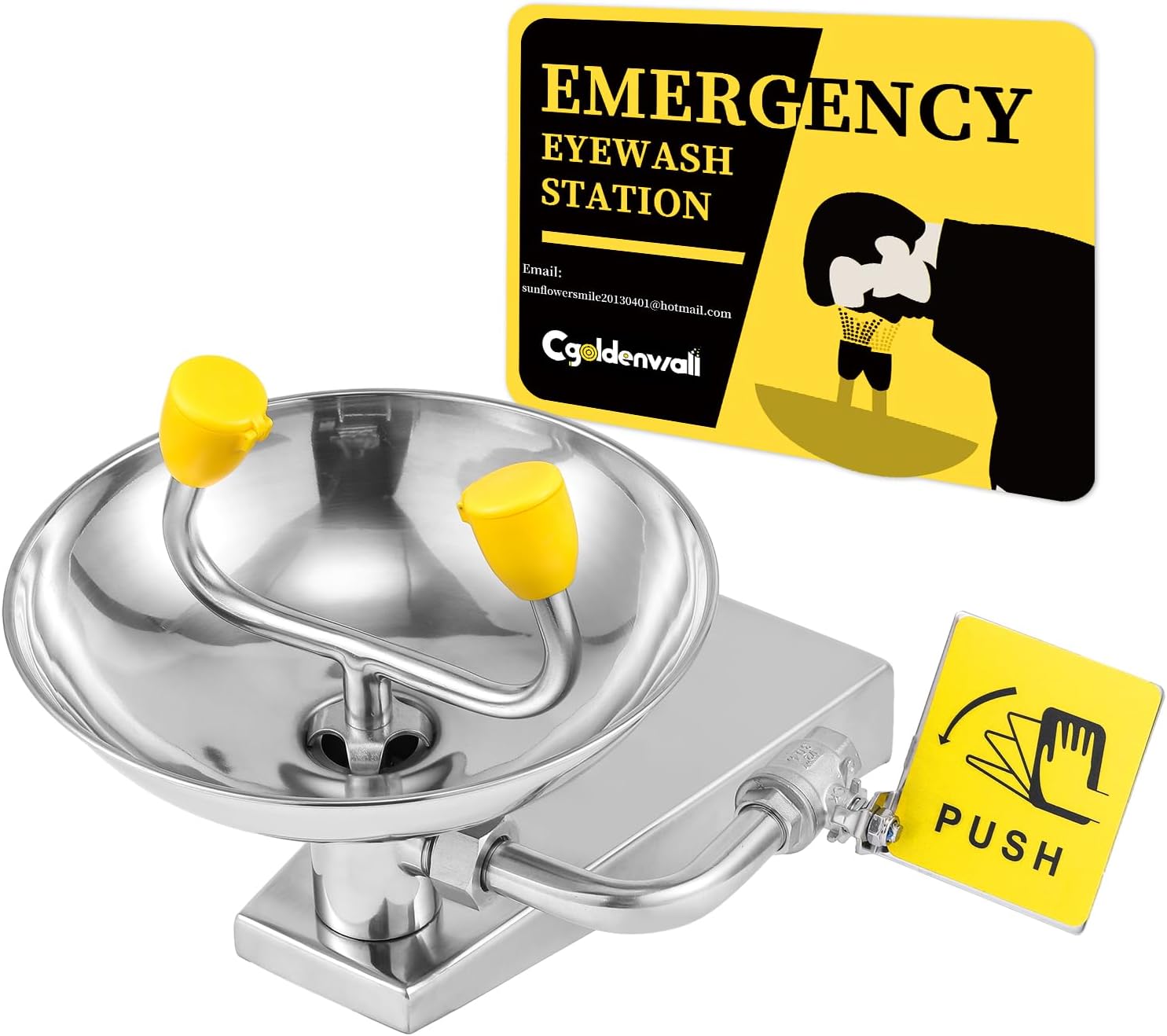 Wall mount eye wash station, square base
