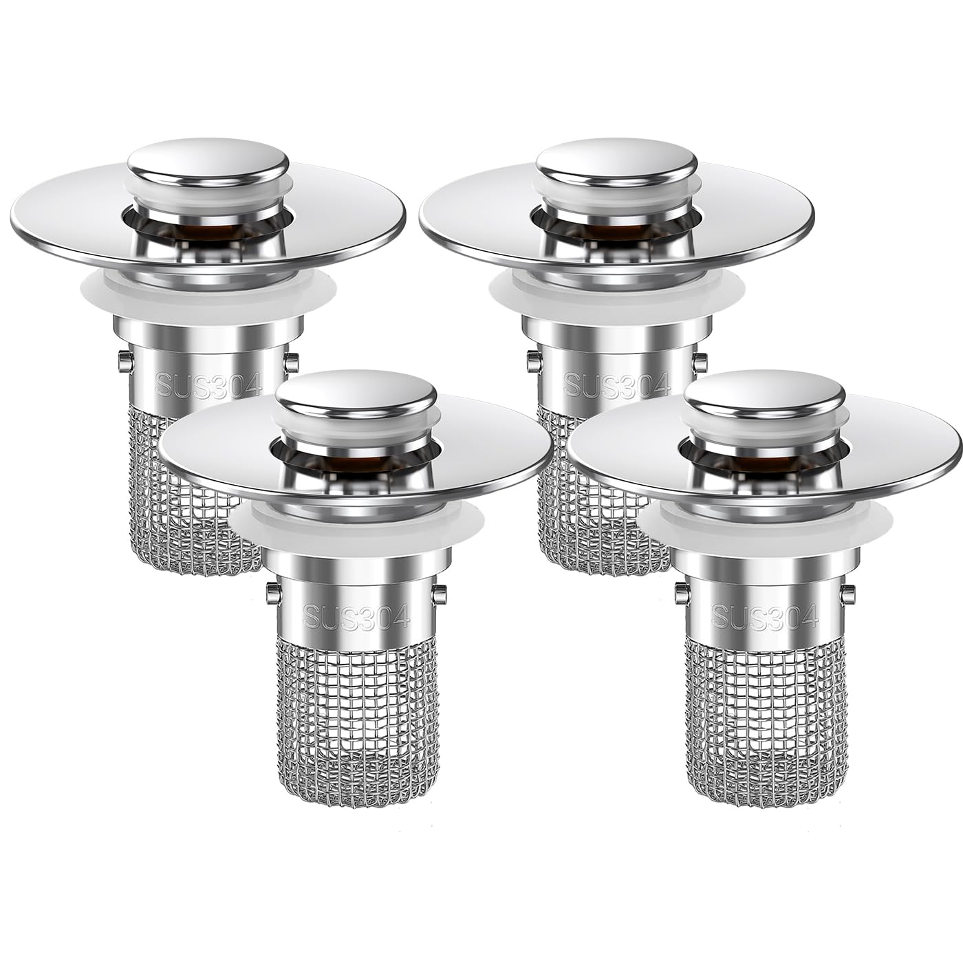 Bathroom Sink Drain Strainer,(4PCS) Pop-up Sink Drain Strainer with Removable Stainless Steel Strainer Basket Hair Catcher, Bathroom Sink Strainer for Bathroom Sink Stopper Replacement
