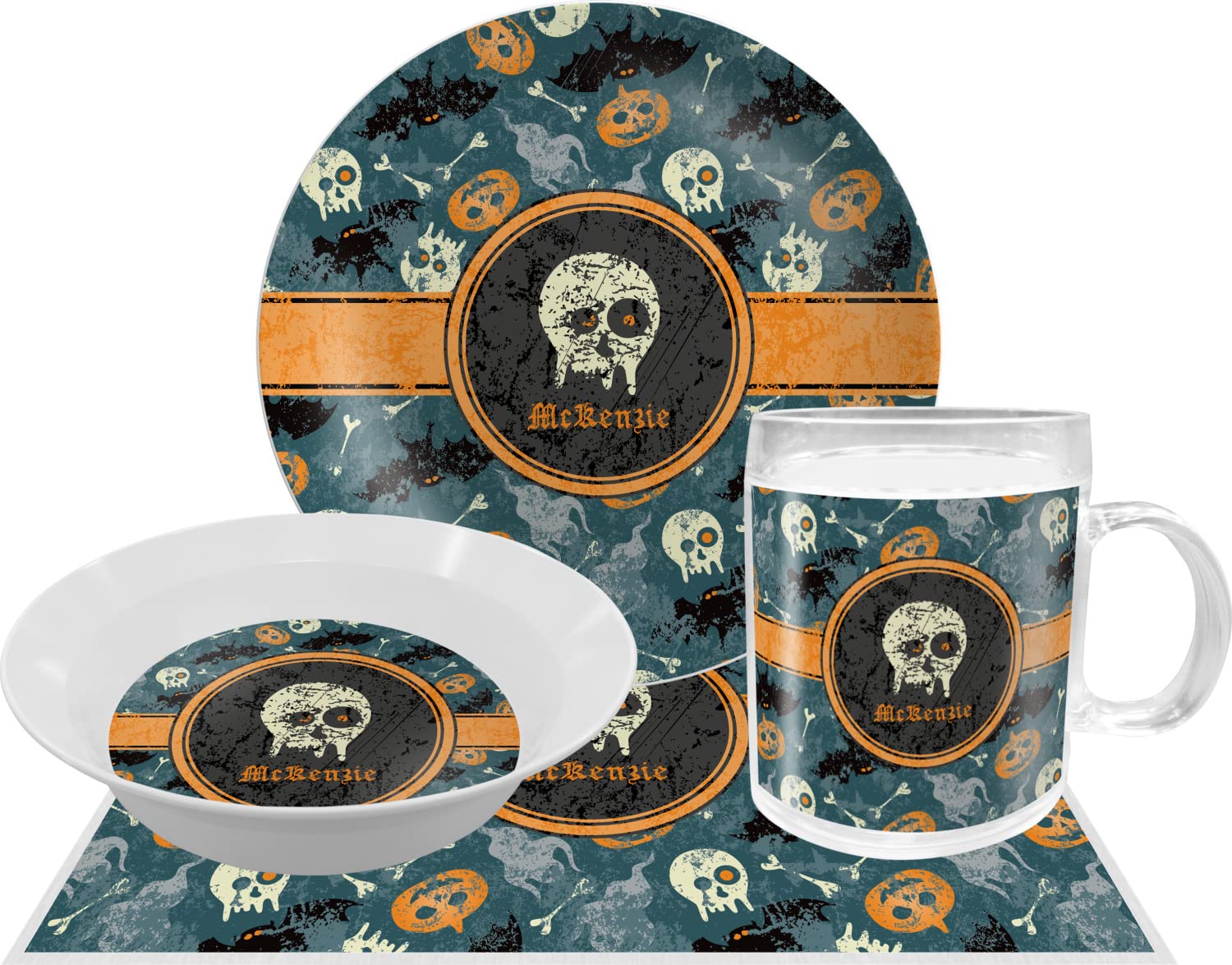 Personalized Vintage/Grunge Halloween Melamine Bowl - 12 oz