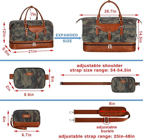 Miniatura 6 de IBFUN Bolsas de viaje de fin de semana para mujer, bolsa grande de fin de semana con compartimento impermeable para zapatos, bolsa de aseo para