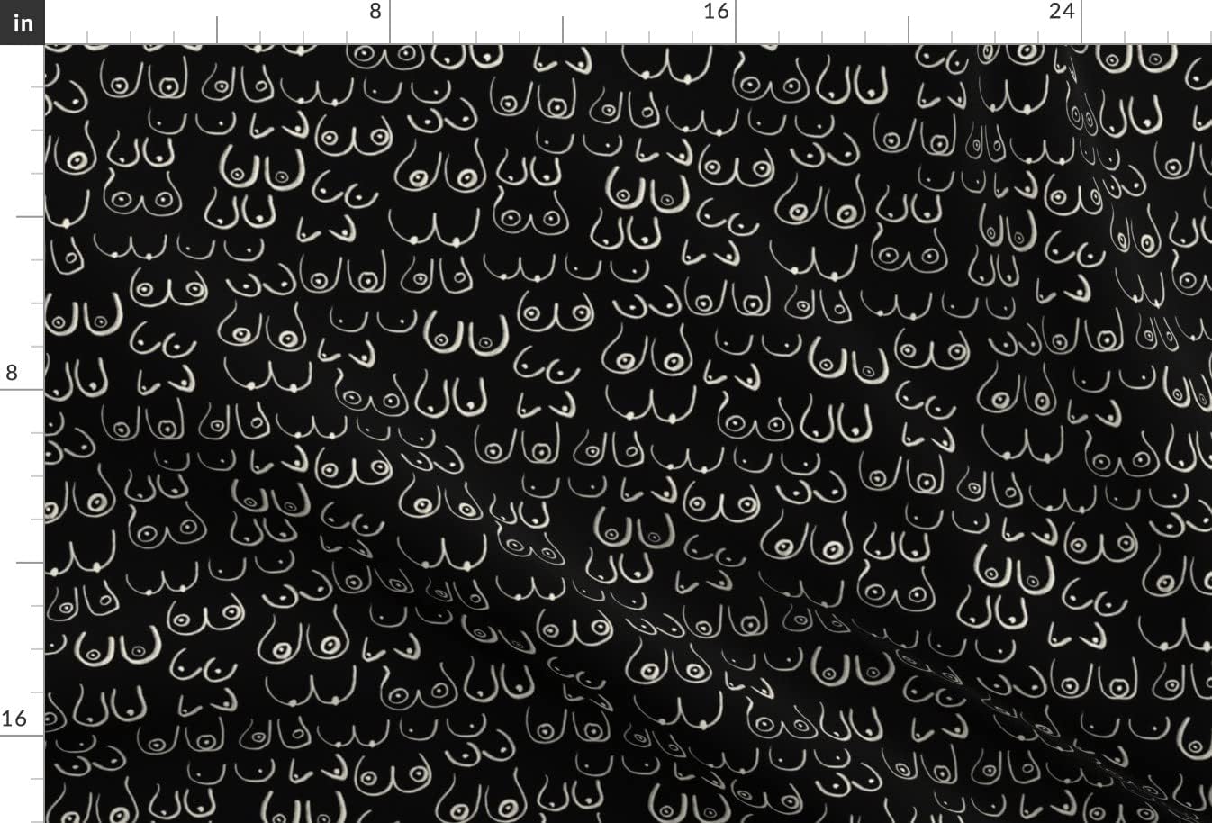 Spoonflower Fabric - Boobs Black and White Feminine Lady White Pink Funny Printed on Upholstery Velvet Fabric Fat Quarter - Upholstery Home Decor Bottomweight Apparel