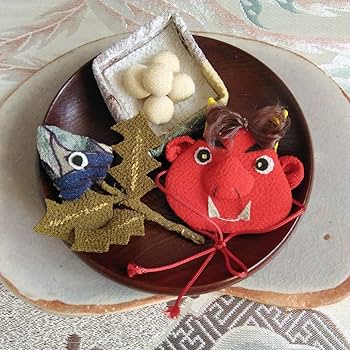 赤鬼青鬼②　吊るし飾り　ちりめん細工　和小物 赤鬼青鬼② 吊るし飾り ちりめん細工 和小物