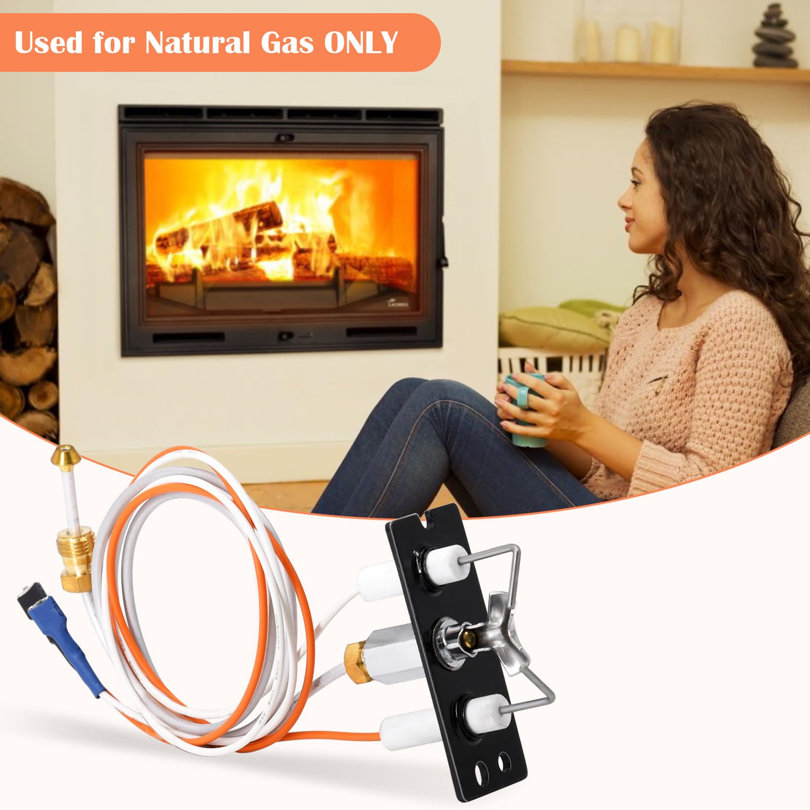 Asamblea piloto IPI 2090-012 Gas natural para calefactor, Heat-N-Glo, Quadra-Fire, estilo de vida al aire libre y piezas de chimeneas majestuosas, calentador NDV4236I Pilot Assembly 6