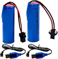 Vista 7 de Blomiky Paquete de 2 baterías recargables de iones de litio de 3.7 V 500 mAh, enchufe SM 2P con cable USB para auto de acrobacias RC de doble cara