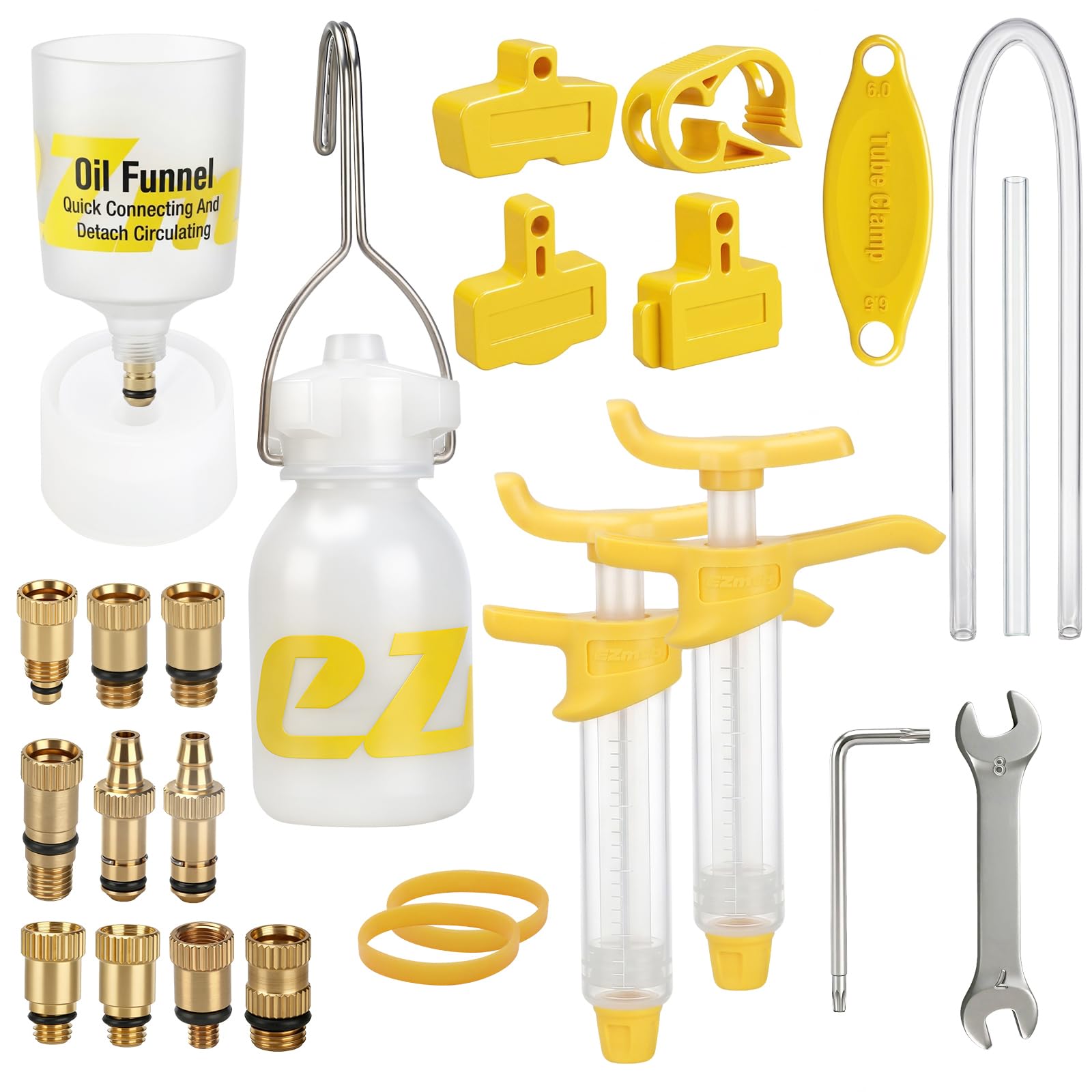 Kit di sfiato per freni Shimano Magura Tektro, con adattatori in ottone, istruzioni per lo sfiato idraulico, kit di servizio, freni a disco, sfiato