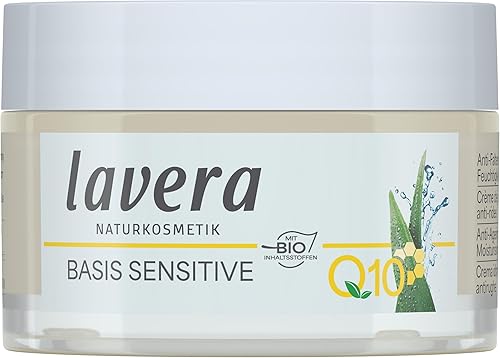 lavera Basis Sensitive Crema hidratante antiarrugas  Crema facial con Q10 y aloe vera  Crema facial hidratante  Crema antienvejecimiento