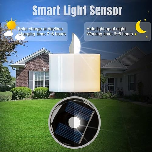 Miniatura 5 de 6 velas de té alimentadas por energía solar, impermeables, recargables, LED parpadeantes, sin llama, votivas, funciona con pilas para decoración de