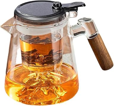 Glass Teapot Tea Maker, One Touch Tea pot and Removable Strainer for Loose Tea, Clear Smart Tea Pot for Tea Lover Gifts 850ML/28.74 oz