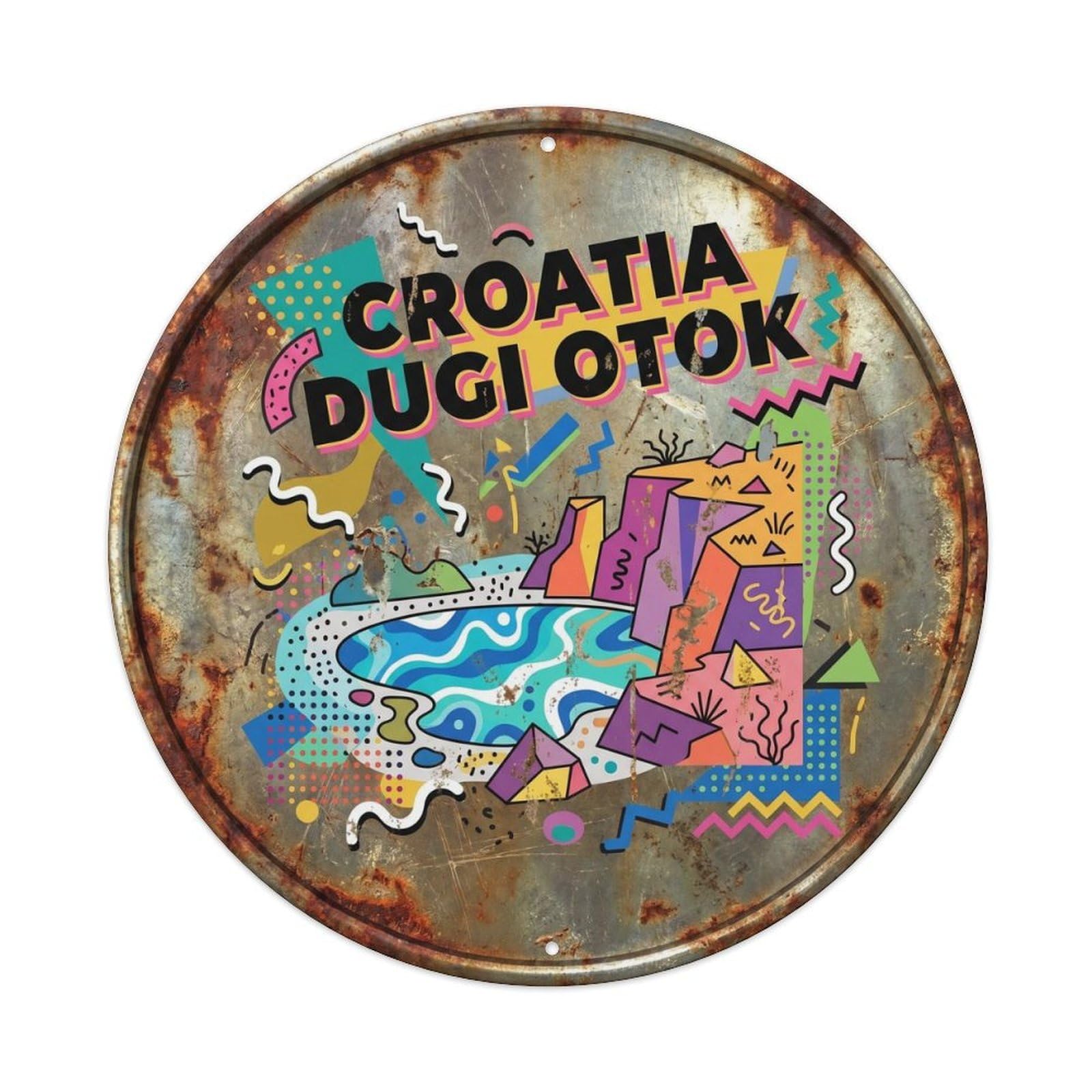 Dugi Nature Croatian Memphis Style Heritage Destination Metal Tin Sign
