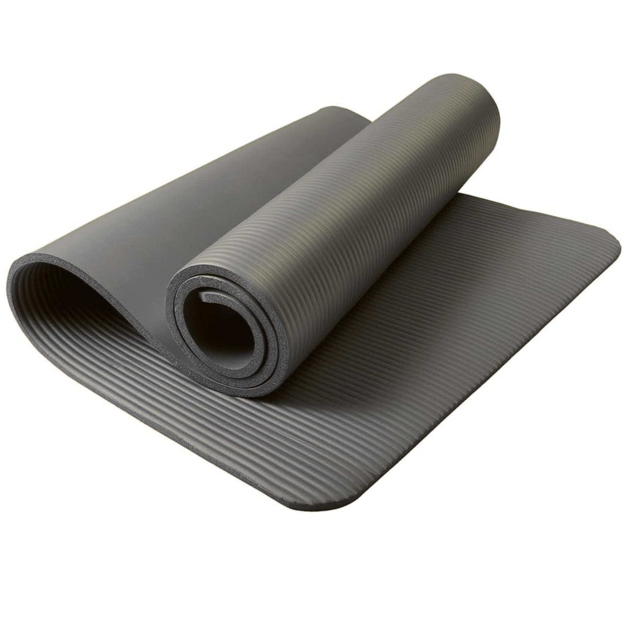 Yoga Mat 10mm Extra Thick Non-Slip Unisex Exercise Mat 180x60cm, Multi-Purpose NBR Foam Fitness Mat with Carry Bag & Strap for Yoga, Pilates, Stretching, Gymnastics, Meditation & Home Workout (Grey)