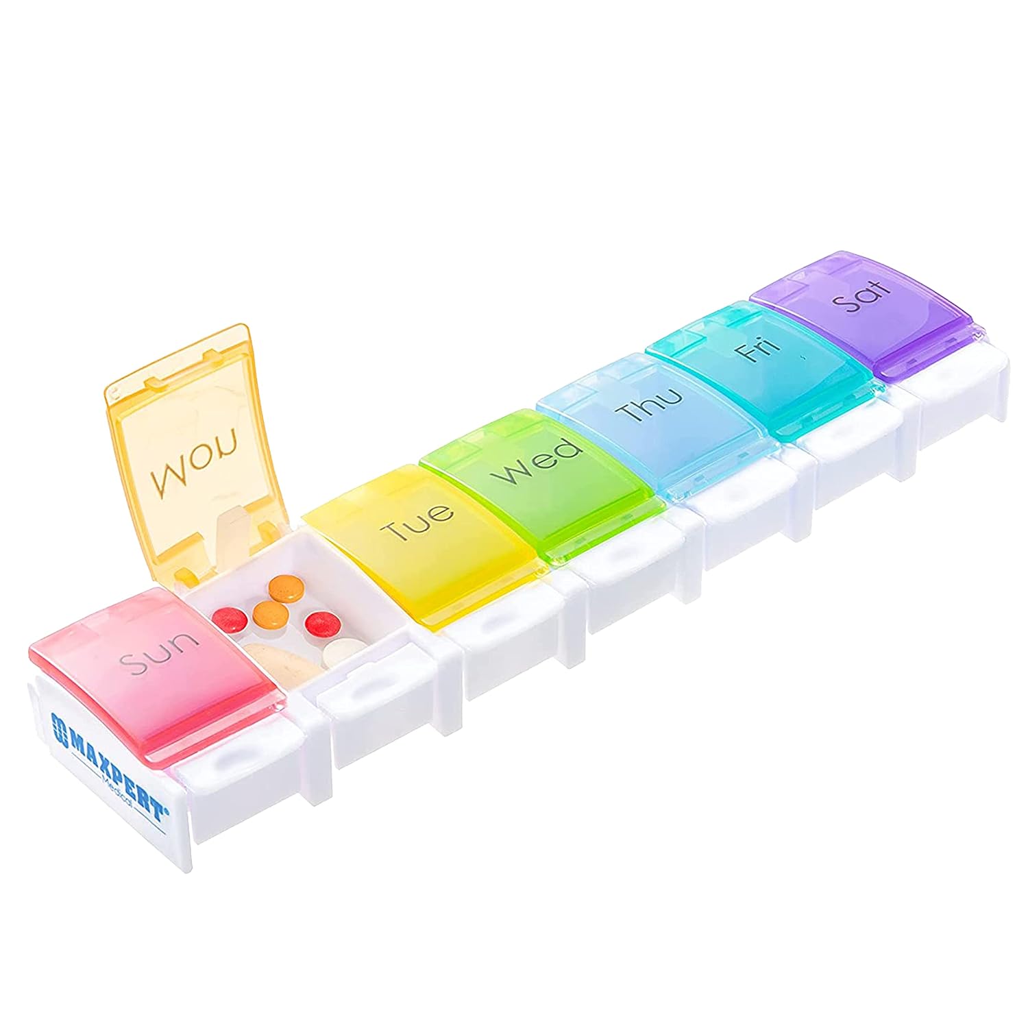 Maxpert (7 Day) Weekly PushButton Easy Open Pill Organizer and Pill