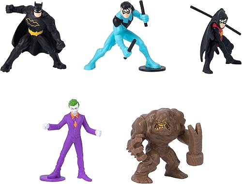 DC Comics, Batman, Robin, Nightwing vs The Joker, Clayface 5 unidades, figuras de acción de 2 pulgadas, juguetes para niños y niñas a partir de 3