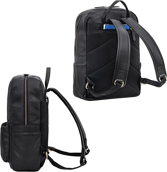 STILORD Quincy Backpack with Laptop Compartment Leather Men's Ladies Work Backpack Large School Backpack Uni Backpack Vintage Colour:Black