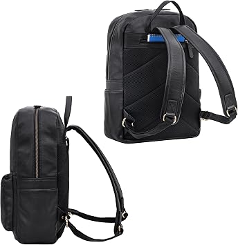 STILORD Quincy Backpack with Laptop Compartment Leather Men's Ladies Work Backpack Large School Backpack Uni Backpack Vintage Colour:Black