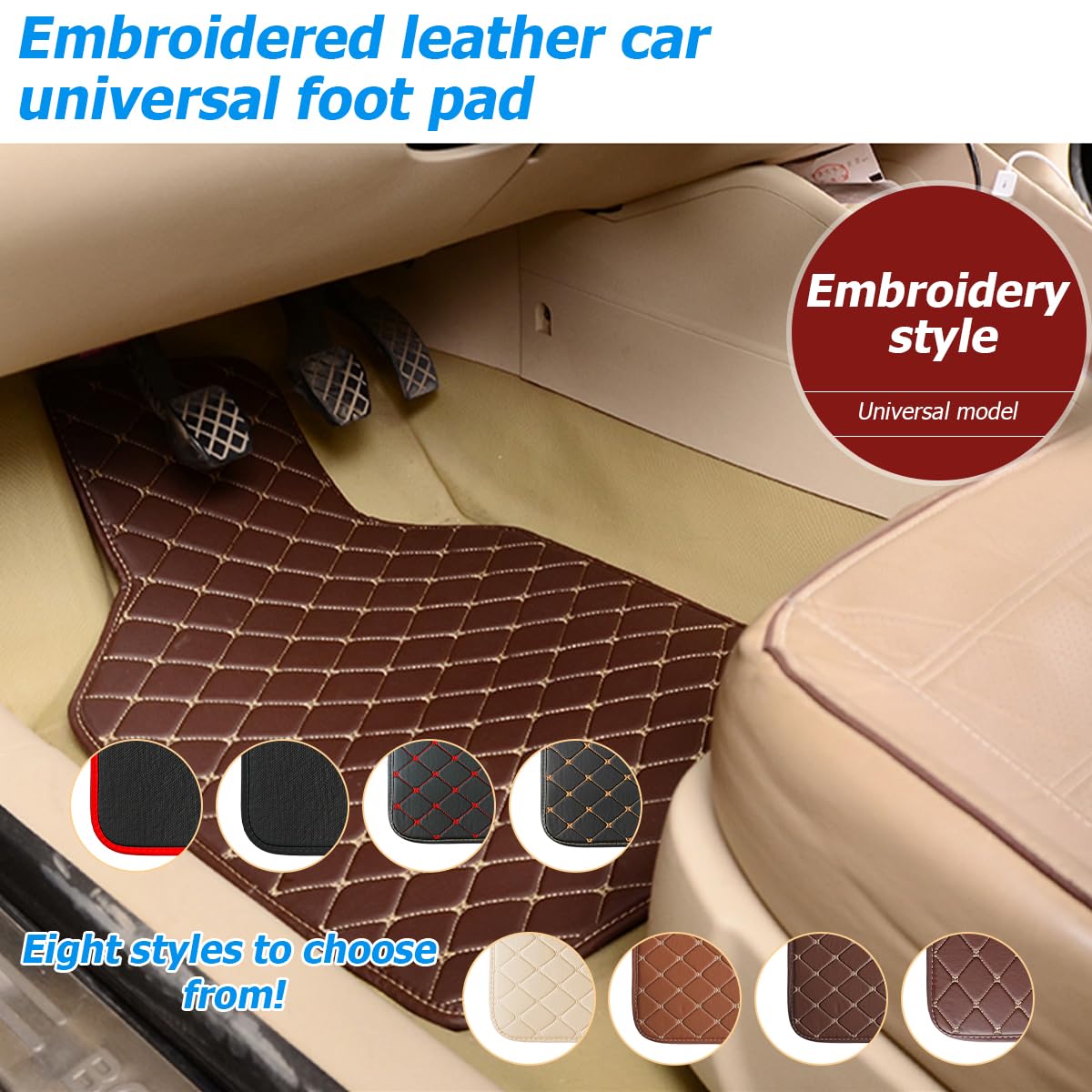 AUCELI Car Floor Mats 4pcs Carpet Floor Mat Set Luxury Faux Leather Fit All Weather Universal Fit Car — view 6
