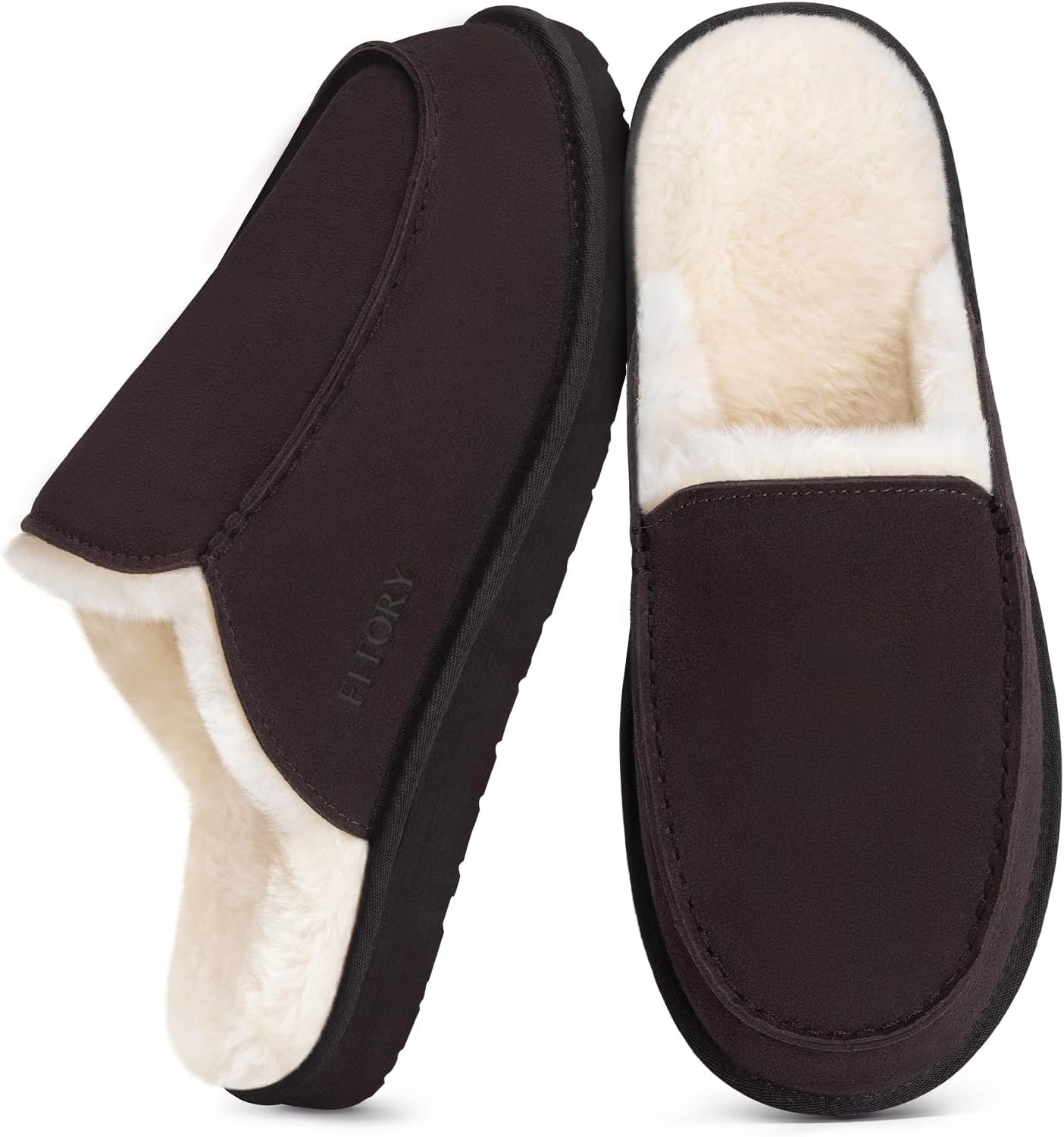 FITORY Mens Faux Fur House Slippers,Slip on Cozy Winter Shoes for Indoor and Outdoor Size 7-14