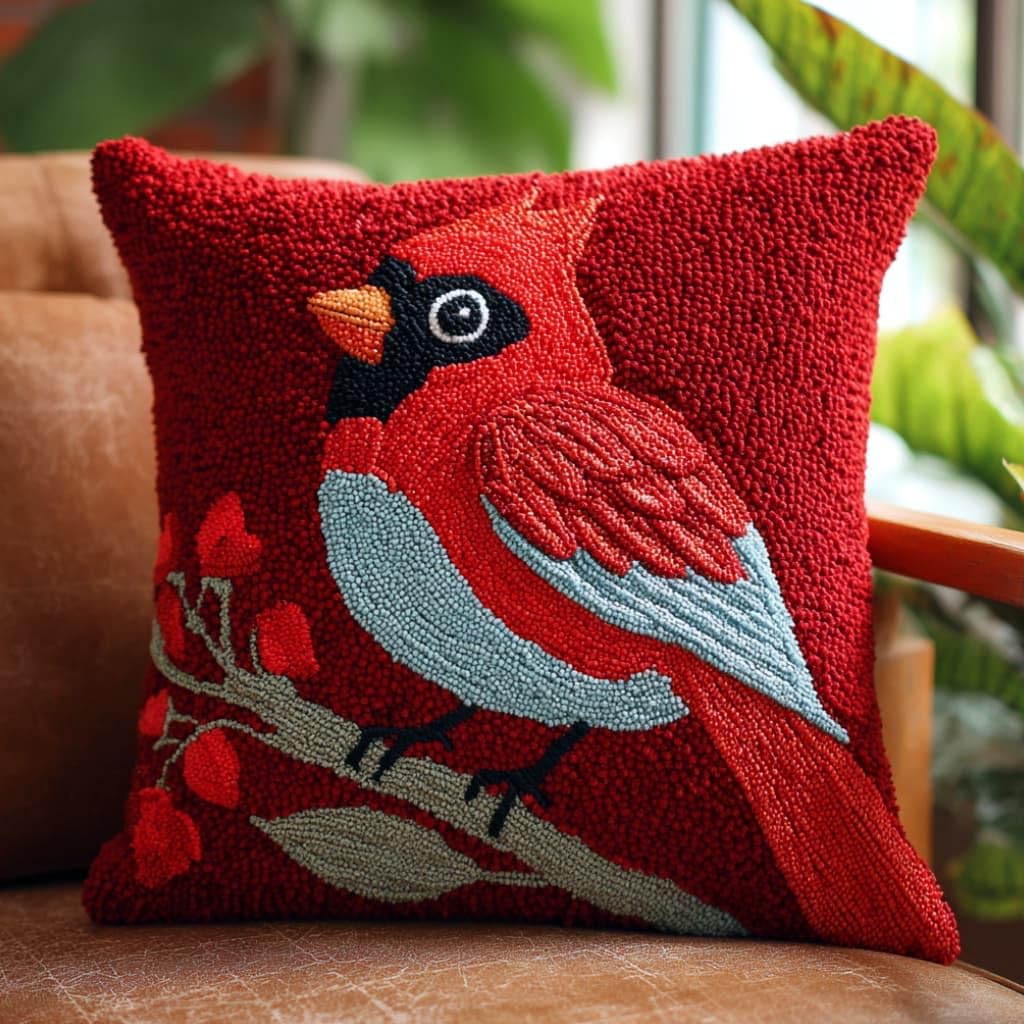 Taxpy Latch Hook Kits for Adults Beginners,Bird Pre-Printed Latch Hook Pillow Kit,Craft Rug Making Kits,DIY Embroidery Cushion for Home Sofa Decor & Gift Idea 17X17 in.