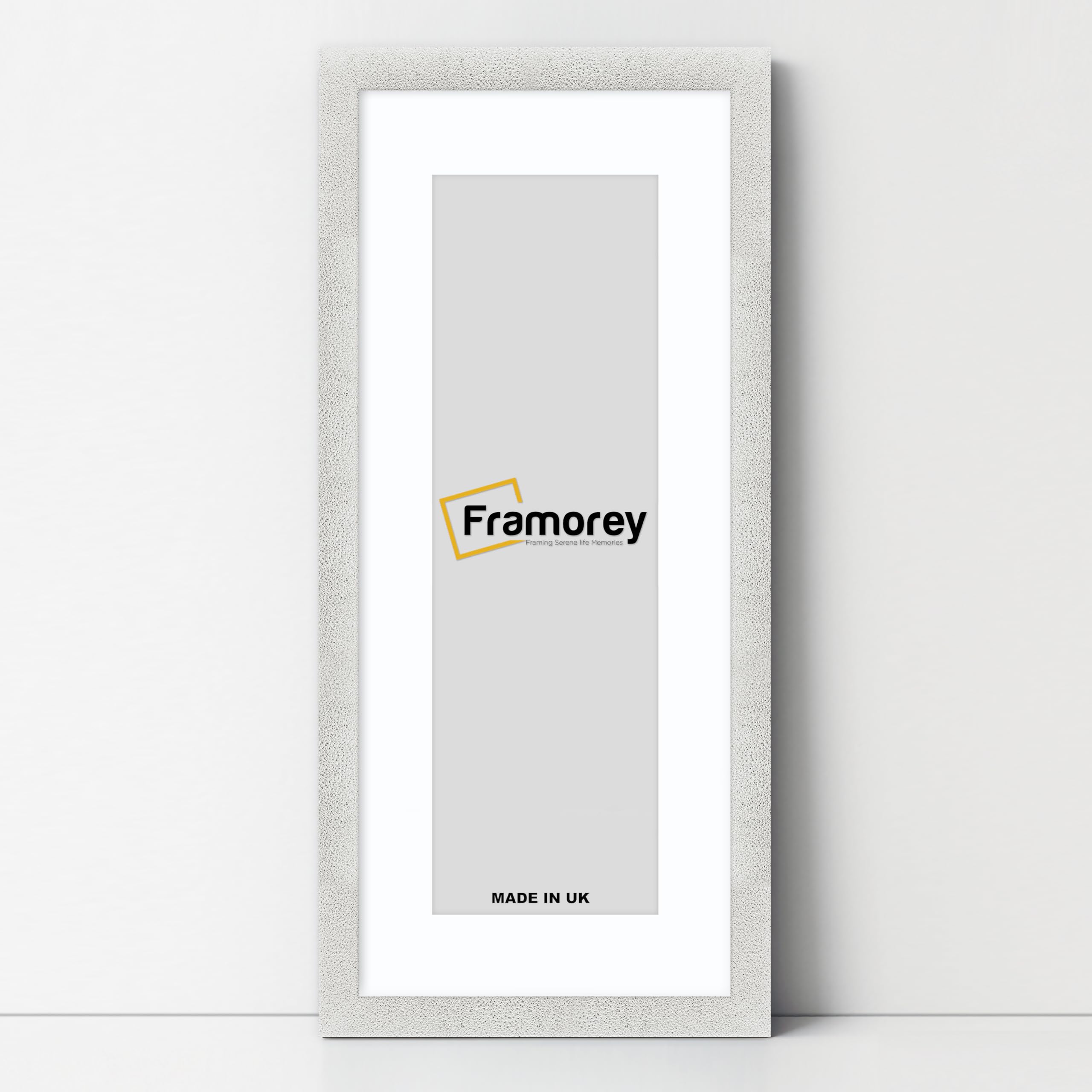Framorey Framing Serene Life Memories White With White Mount Framorey Panoramic Style Glitter Sparkle Picture Frame, 20X12" Size White Photo Frame With 16X8" Size White Mount, Home Decor Frames