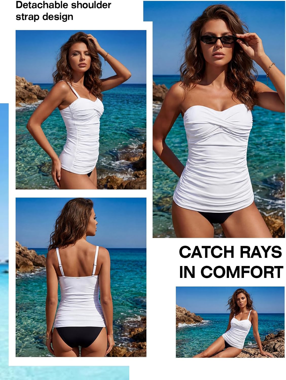 RELLECIGA Women's Ruched Tankini Top - Image 3