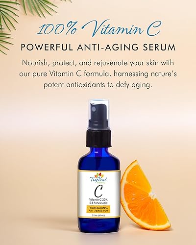 Miniatura 2 de Tropical Holistic Suero de vitamina C de 2 onzas líquidas con vitamina E, ácido ferúlico y té verde para antienvejecimiento, cara antiarrugas, área
