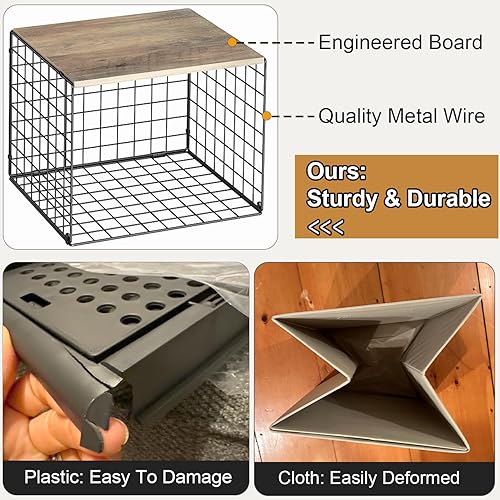 Miniatura 9 de Organizadores de armario ampliados y elevados con tablero superior, juego de 3 cestas apilables de almacenamiento para ropa, suéteres, jeans,