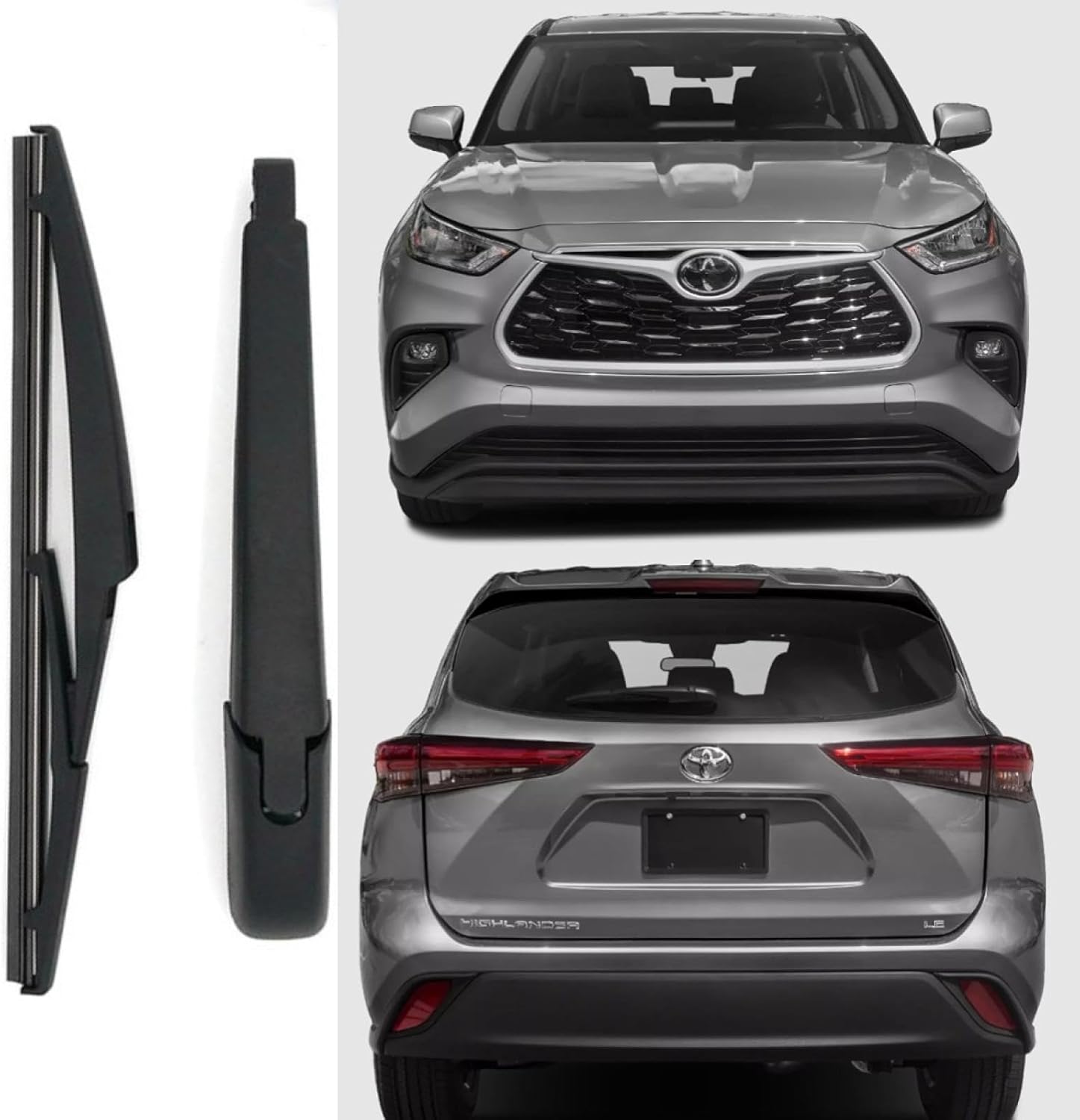 Rear Back Windshield Wiper Blade Arm for Toyota Highlander 2020 2021 2022 2023 Hybrid LE Limited Platinum L XLE XSE Rear Window Wiper Blade Set Replacement OEM# 85241-0E110 for