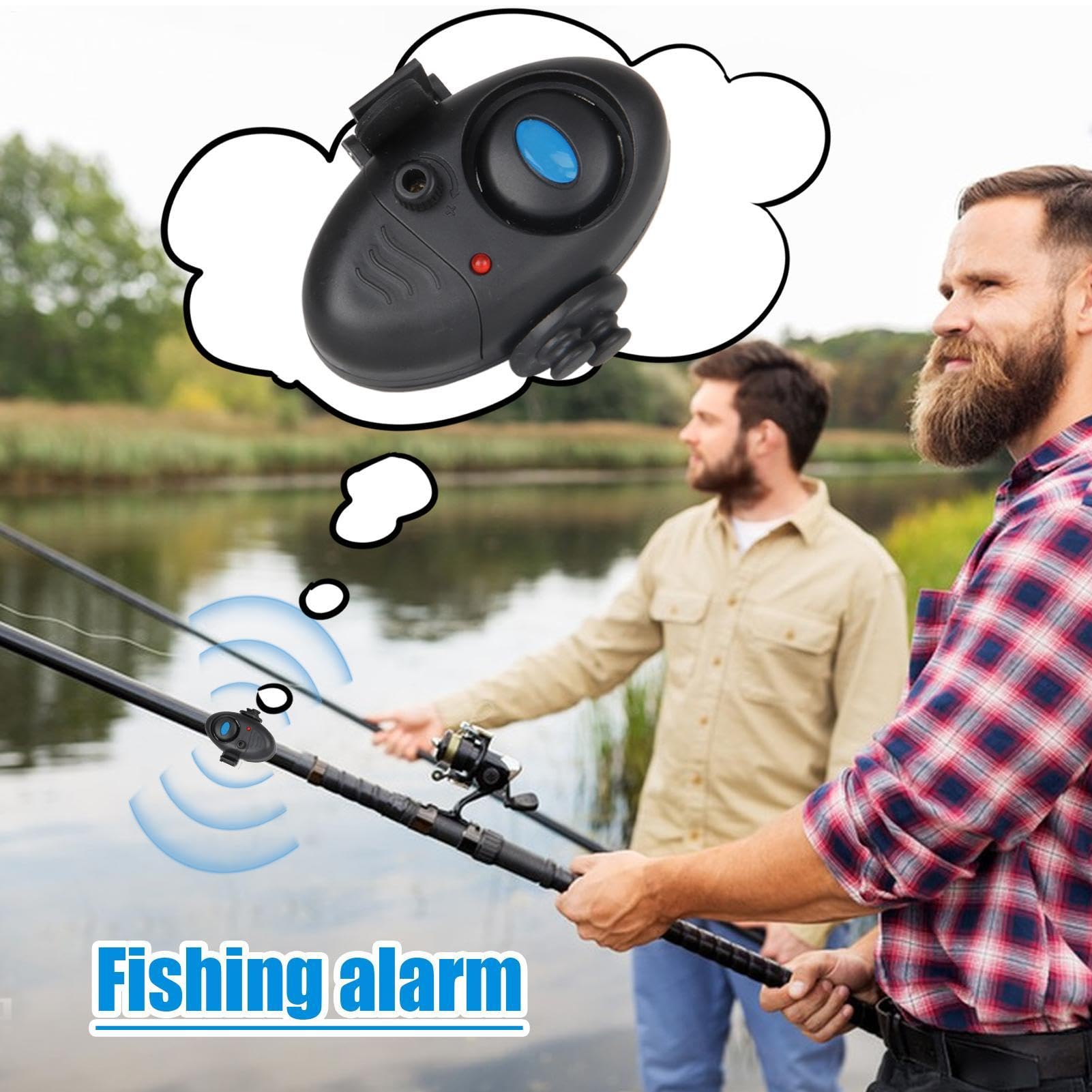 Alarma de toque de – Alarma de toque de 7,6 cm – Detector ABS | Indicador luminoso de sonido sensible para caña – Uso portátil día noche