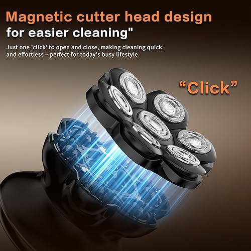 Miniatura 6 de 7D - Afeitadoras de cabeza para hombres calvos - Maquinillas de afeitar para hombre para afeitar, pantalla LED eléctrica, afeitadora de cabeza calva