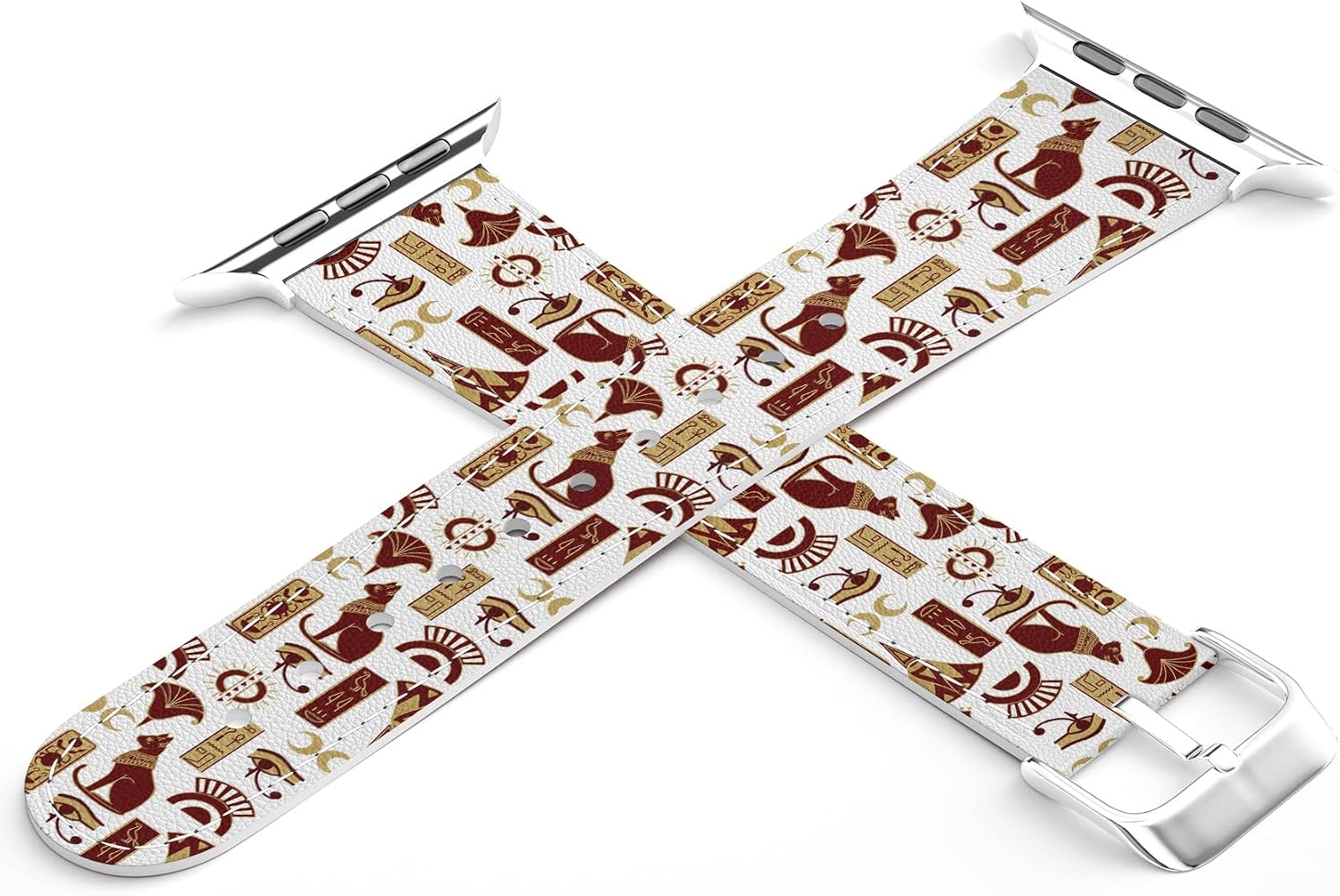 Wrist Band Compatible for Apple Watch Series 7/6/5/4/3/2/1/SE & Matching Phone Case Horus Eye Egyptian Boho PU Leather Replacement Strap 38-40-42-44 mm Bracelet Print Ancient Egypt Anubis image 3