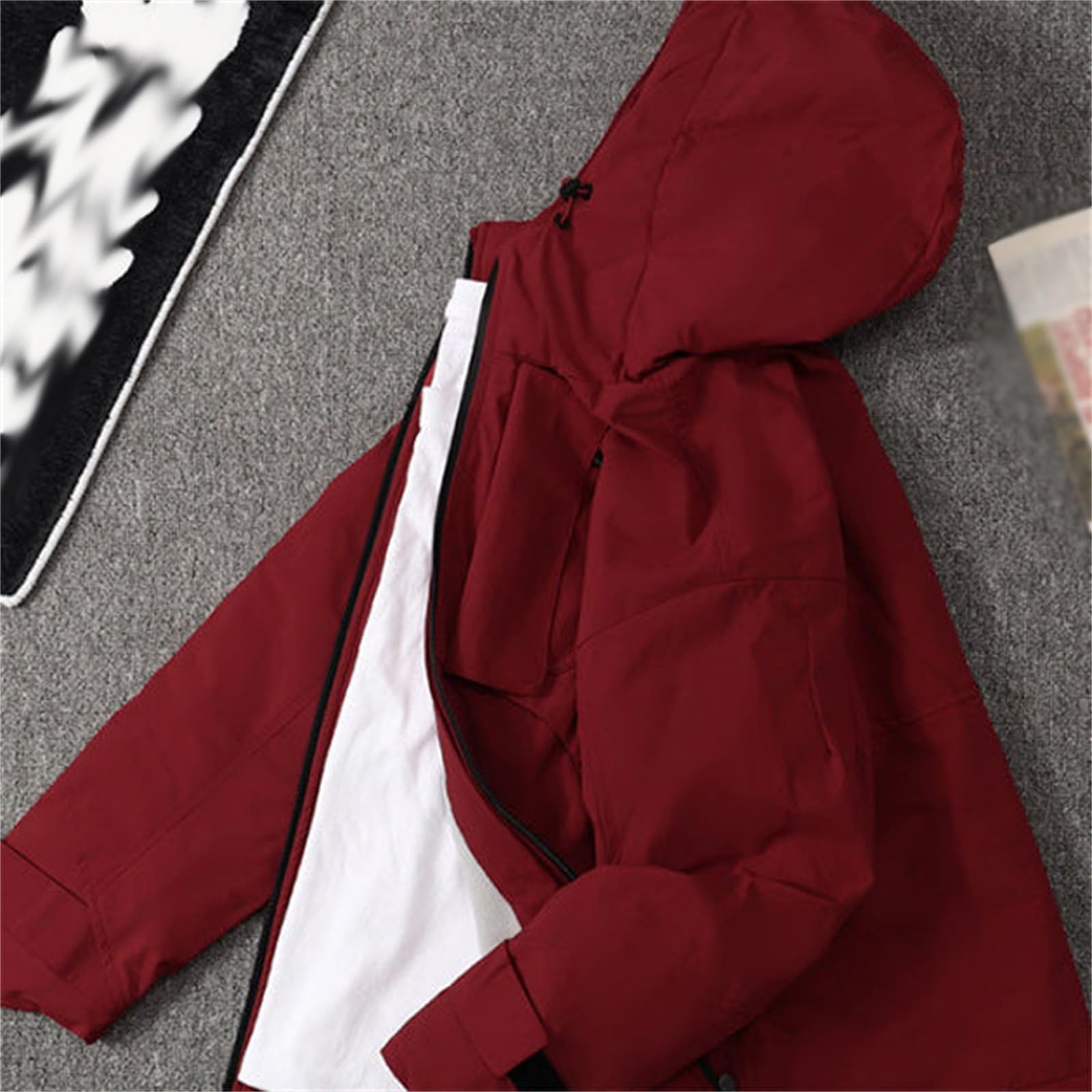 Veste coupe-vent pour garçon - Manteau de randonnée léger - Veste de pluie respirante - Printemps automne - Veste de loisirs avec capuche