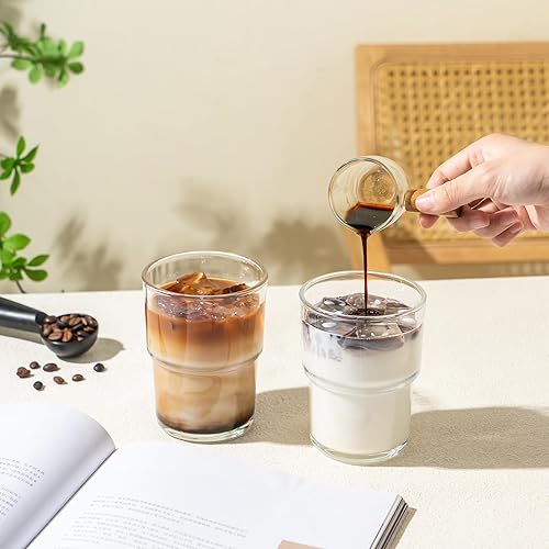 Miniatura 9 de Vaso de vidrio de 13 onzas con popote y tapa, vaso reutilizable para café helado, bonitas tazas de vidrio para agua, matcha, tazas de café de viaje