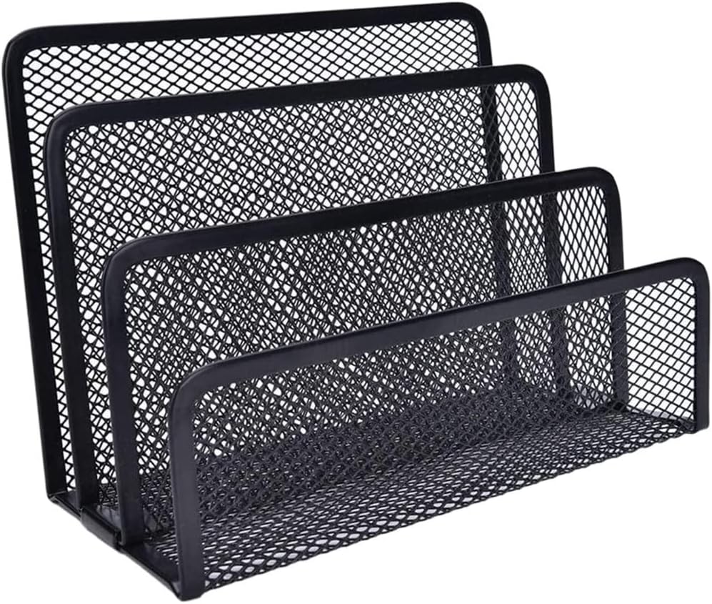 Book End Metal Mesh Bookends Desktop Stand Book Holder Bookmark Decor for Office Library School Book Stoppers, 17*13.5*7.8cm, Black