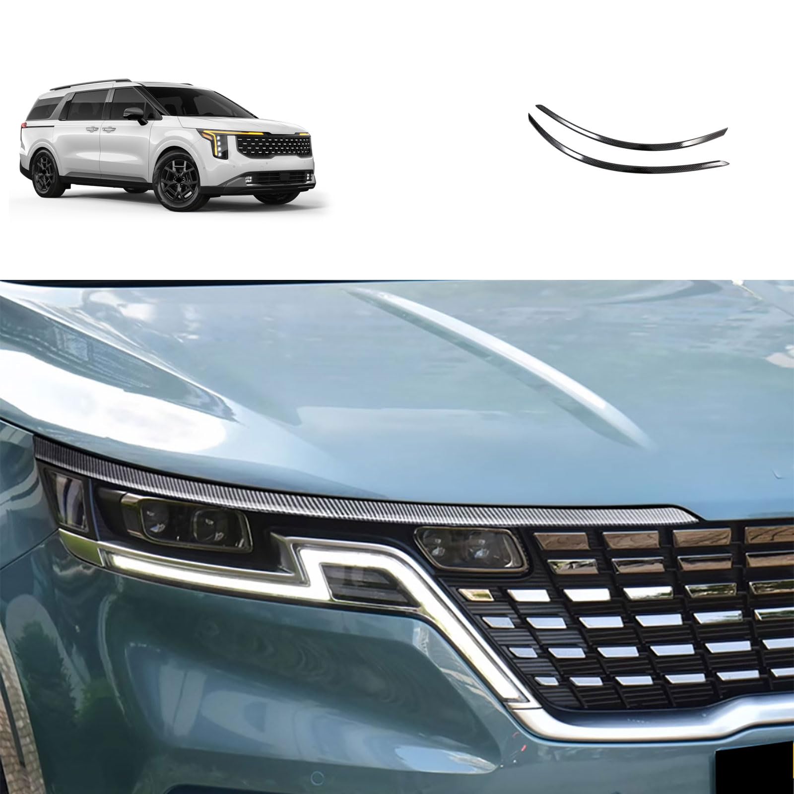 TERDARAY Front Head Light Eyelid Cover Trim Compatible with Kia Carnival 2026 2025 2024 2023 2022 Headlight Lamp Eyebrow Panel Sticker Exterior Car
