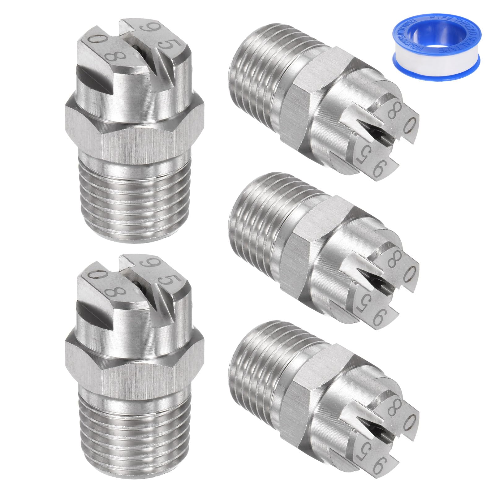 Embout de pulvérisation plat 95° mâle 1/4BSPT en acier inoxydable avec orifice 1.8mm Lot de 5 M METERXITY
