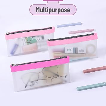 Mr. Pen- Clear Pencil Pouch, 8.50x4.25, 3 Pack, Durable TPU Material | Medium Water-Resistant Pencil Bags with Smooth Zipper, Multipurpose Clear Pouch for Stationery, School, Office