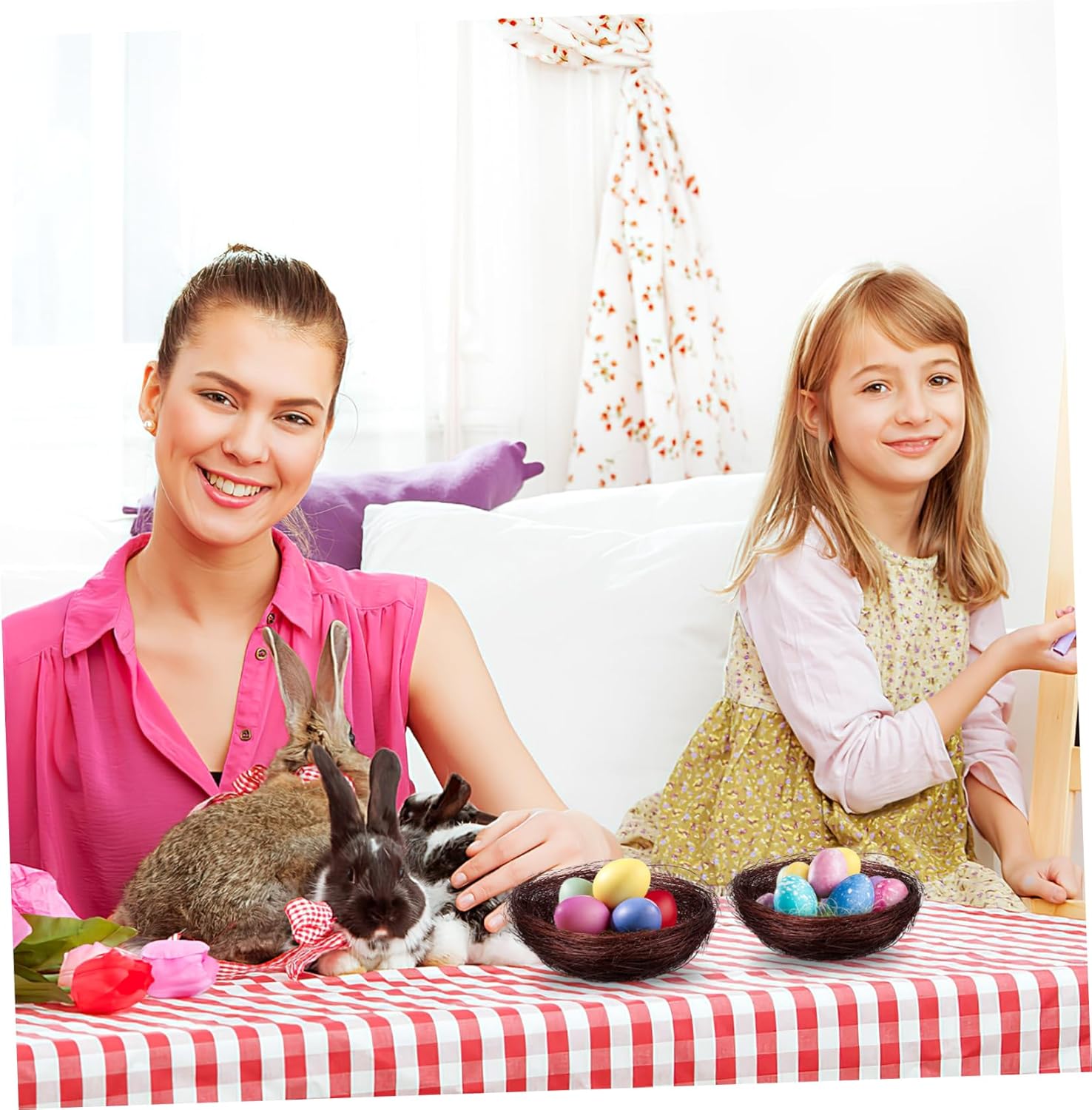 Mipcase 80pcs Simulation Bird Nests Eggs for Easter Party Hotel Office Car Decor