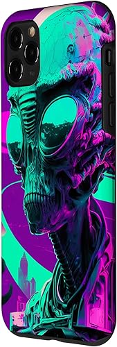 Vista 23 de iPhone 12 Pro Max Cool Retro Alien Sunset Tropical Trippy Vaporwave Sky Art Case