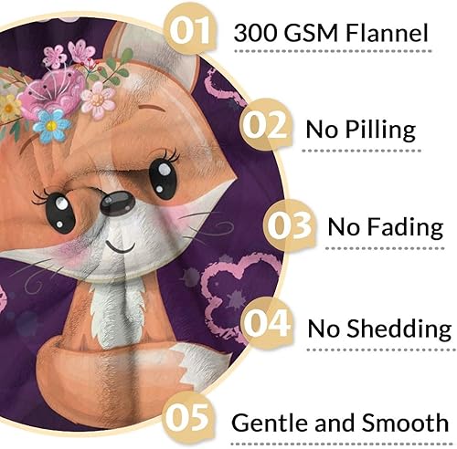 Miniatura 37 de Manta de zorro personalizada con nombre para niñas y niños, suave, mullida y acogedora, manta tamaño regazo de 30 x 40 pulgadas, para sofá, oficina