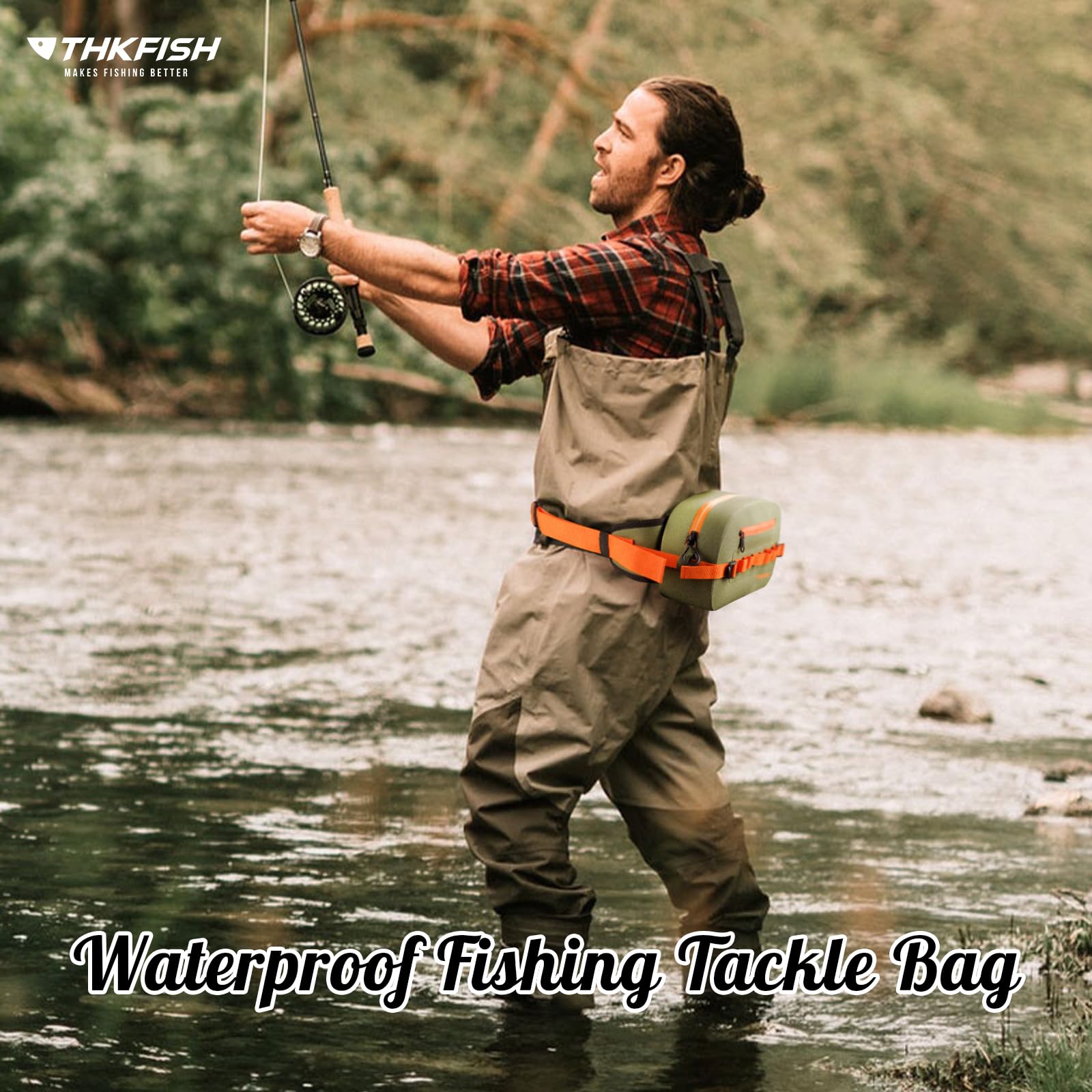 THKFISH Marsupio impermeabile IPX8, marsupio impermeabile con chiusura lampo ermetica, per attività all'aperto, corsa, sport all'aria aperta, allenamento, marrone, 33 cm, Marsupio