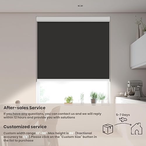 Miniatura 2 de BERISSA Persianas enrollables opacas para ventanas, sin cordón, para oscurecer la habitación, con cenefa de casete, persianas de ventana opacas para