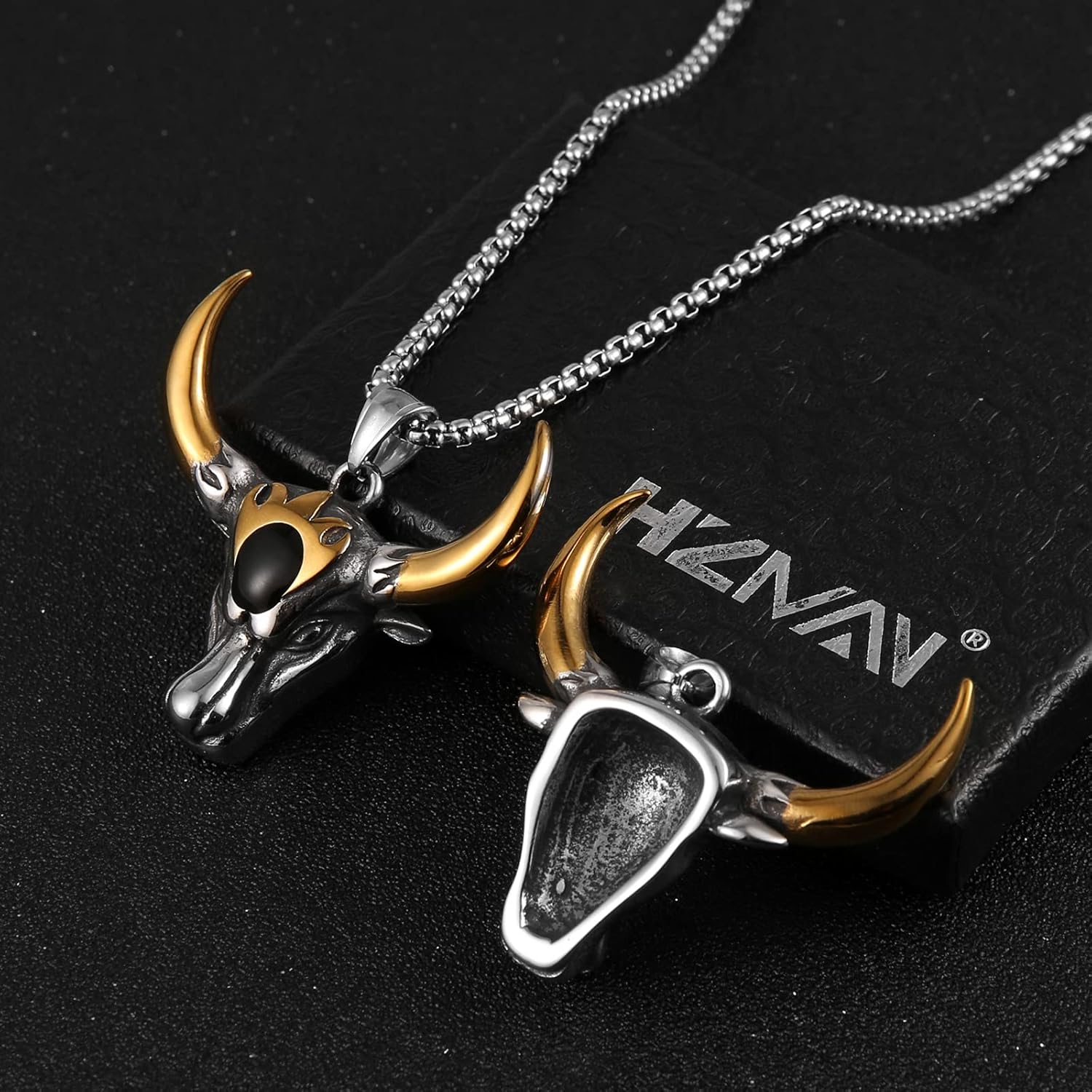 HZMAN Men'S Stainless Steel Pendant Vintage Deer Head Reindeer Necklace 22+2 Iinch Chain（Silver） - Image 4