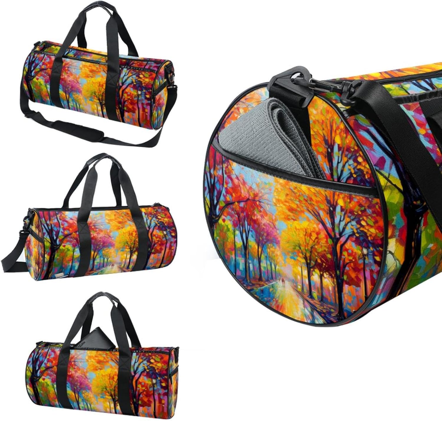 Gym Bags for Men,Travel Duffel Bags for Women,Autumn Tree Watercolor Painting,Workout Bag