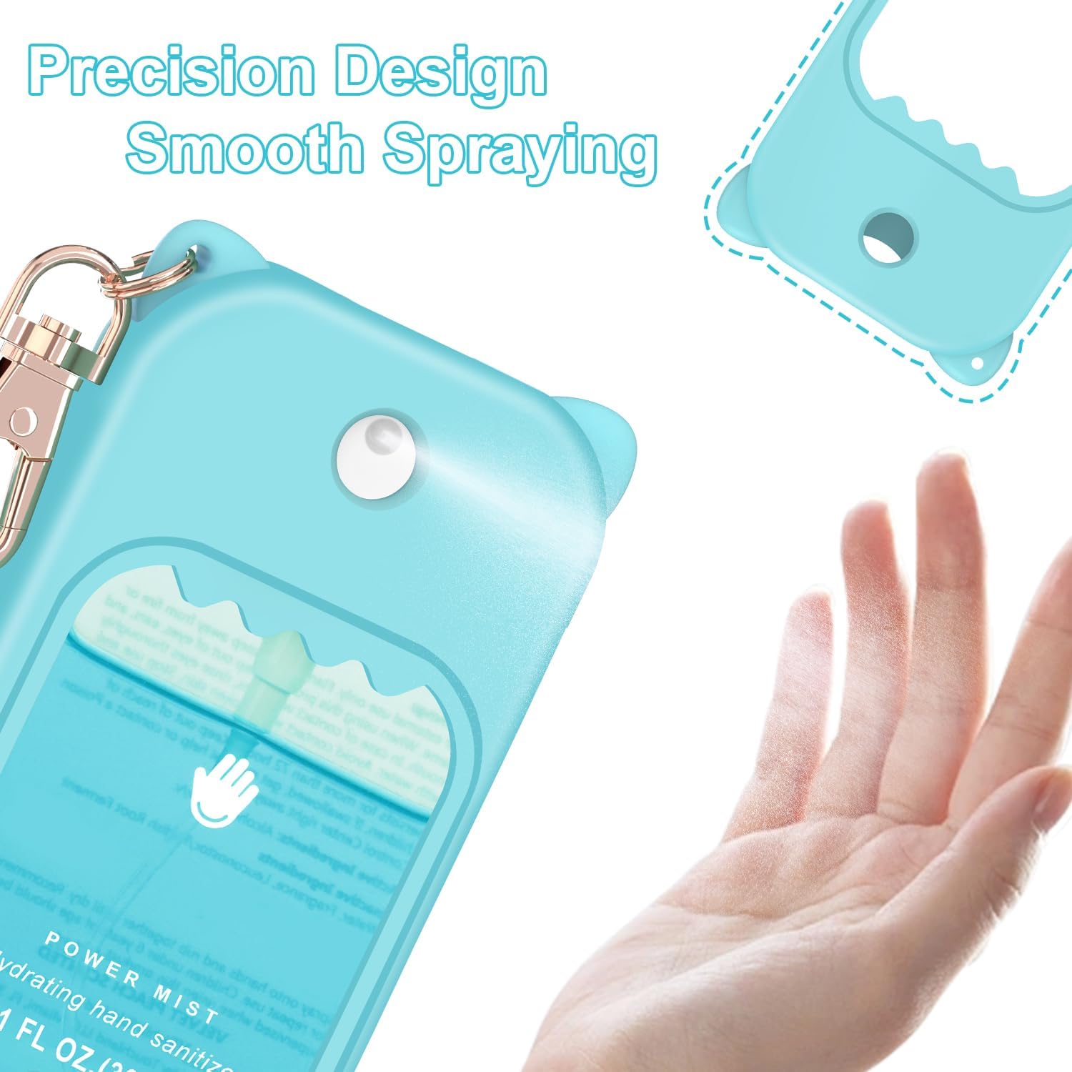 Hand Sanitizer Spray Case for Touchland Silicone Touchland Case Keychain Cute Hand Sanitizer Spray Holder Compatible with Touchland Power Mist Gentle Mist Glow Mist, Blue - Image 6